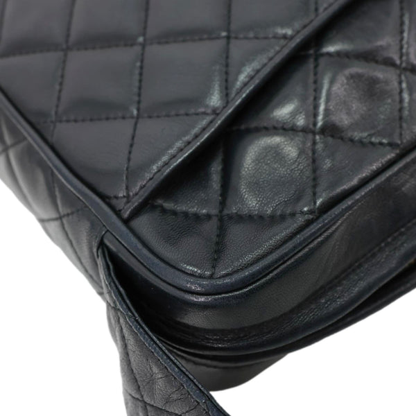 CHANEL CC Tassel Vintage Lambskin Quilted Leather Camera Bag Black