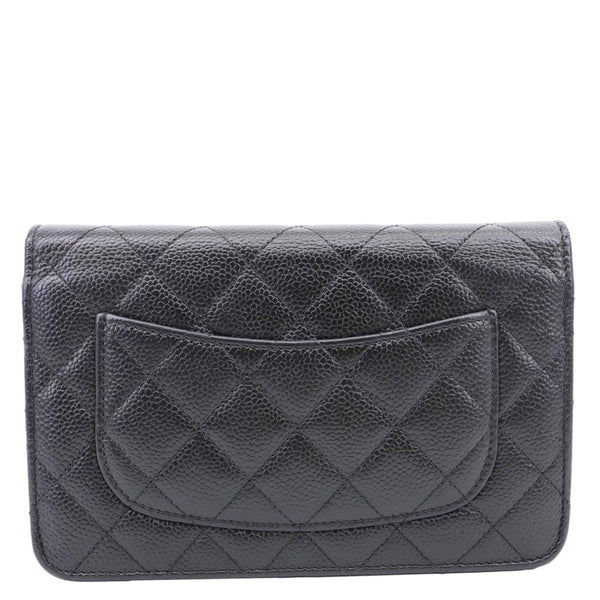 CHANEL Wallet On Chain Quilted Caviar Leather Crossbody Bag Black