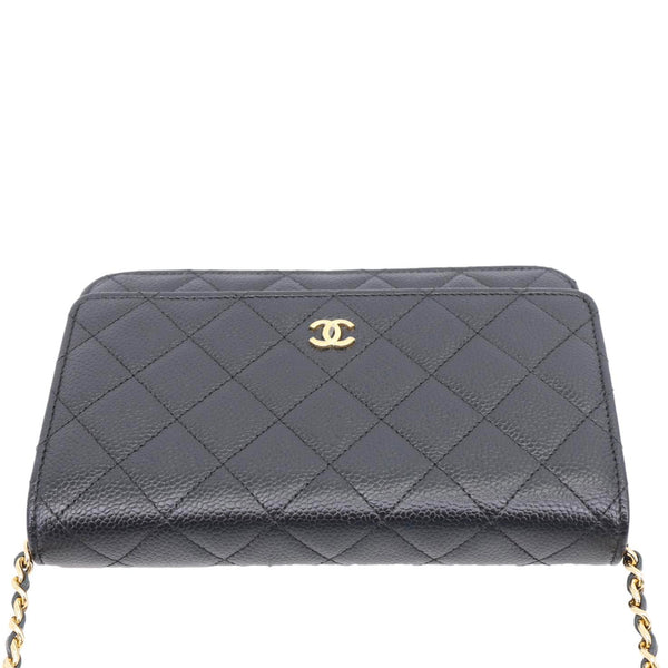 CHANEL Wallet On Chain Quilted Caviar Leather Crossbody Bag Black