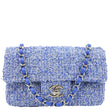 CHANEL Classic Rectangular Flap Mini  Quilted Tweed Crossbody Bag Blue