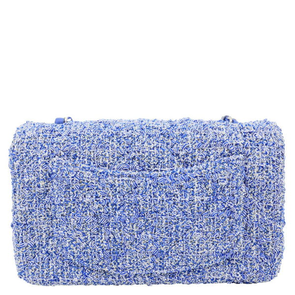 CHANEL Classic Rectangular Flap Mini  Quilted Tweed Crossbody Bag Blue