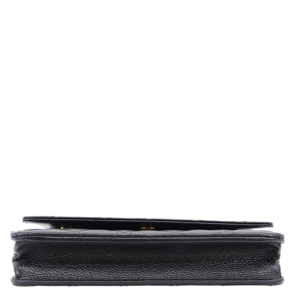 CHANEL Wallet On Chain Quilted Caviar Leather Crossbody Bag Black