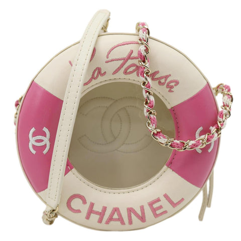 CHANEL Coco Lifesaver Leather Round Crossbody Bag Pink