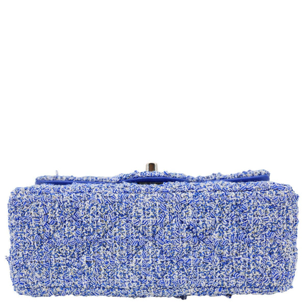 CHANEL Classic Rectangular Flap Mini  Quilted Tweed Crossbody Bag Blue