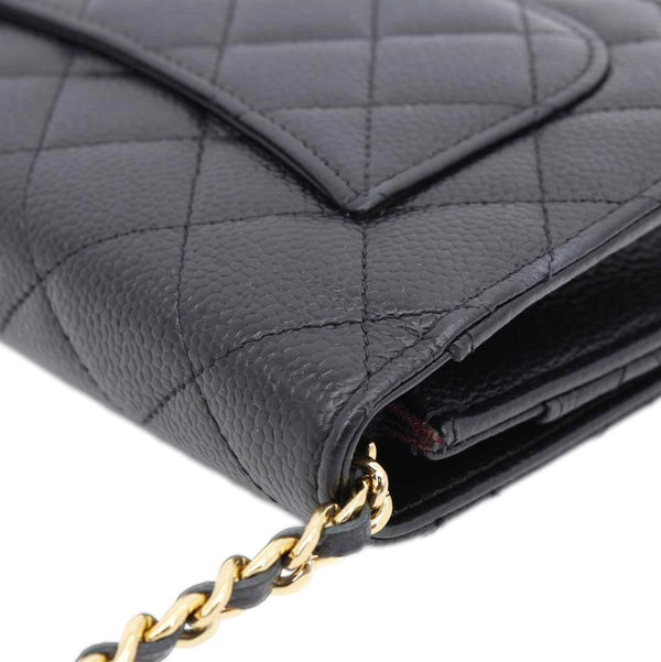 CHANEL Wallet On Chain Quilted Caviar Leather Crossbody Bag Black