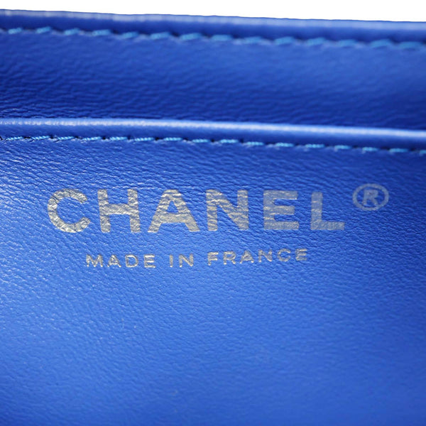 CHANEL Classic Rectangular Flap Mini  Quilted Tweed Crossbody Bag Blue