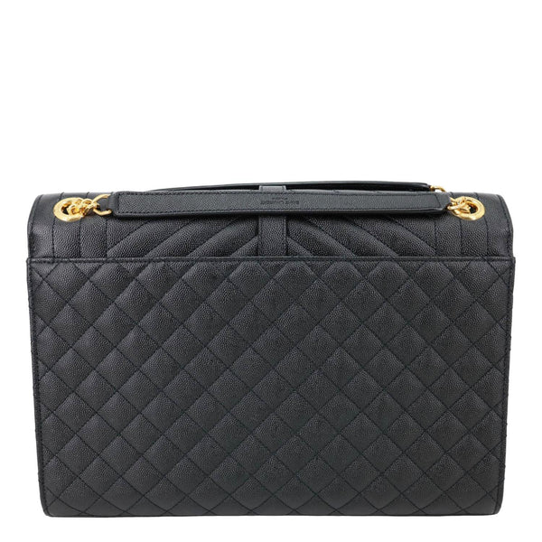 YVES SAINT LAURENT Envelope Flap Chevron Grain De Poudre Chain Shoulder Bag Black
