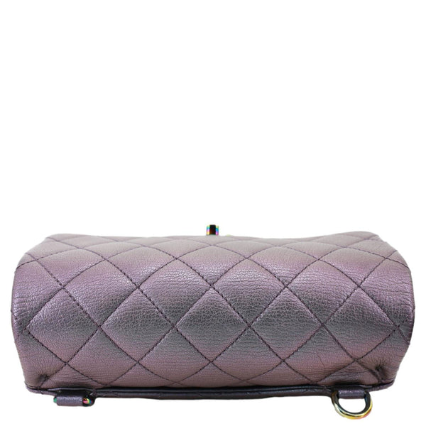 CHANEL Double Carry Waist Flap Small Iridescent Quilted Goatskin Chain Shoulder Bag Purple