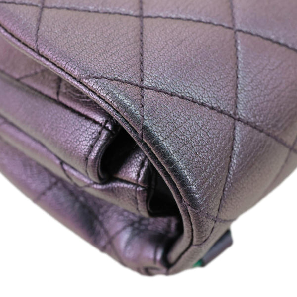 CHANEL Double Carry Waist Flap Small Iridescent Quilted Goatskin Chain Shoulder Bag Purple