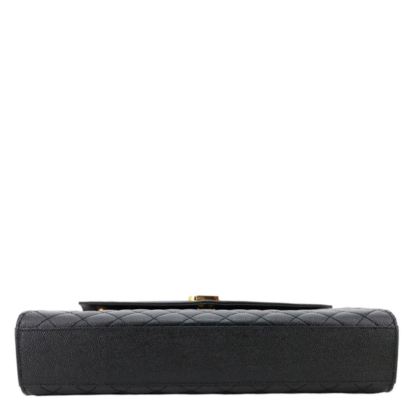 YVES SAINT LAURENT Envelope Flap Chevron Grain De Poudre Chain Shoulder Bag Black