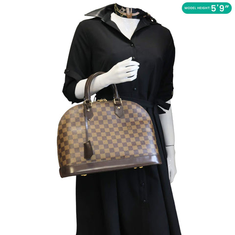 LOUIS VUITTON Alma PM Damier Ebene Satchel Bag Brown