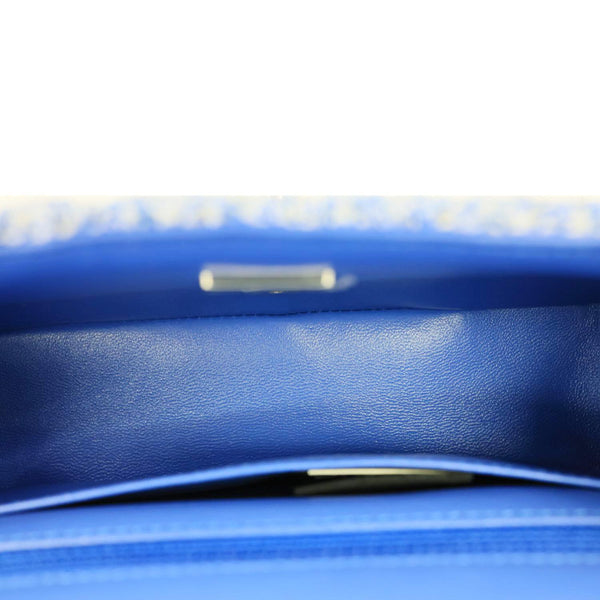 CHANEL Classic Rectangular Flap Mini  Quilted Tweed Crossbody Bag Blue