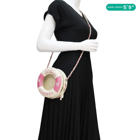 CHANEL Coco Lifesaver Leather Round Crossbody Bag Pink