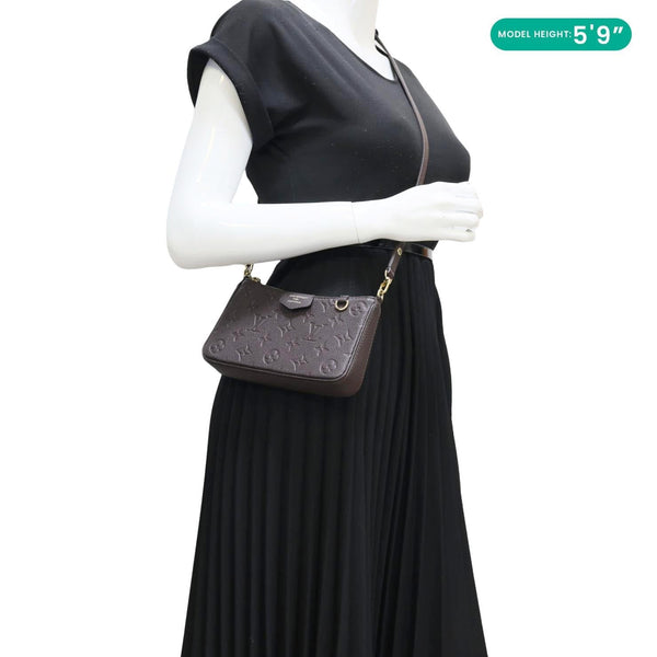 LOUIS VUITTON Easy Pouch On Strap Empreinte Leather Shoulder Bag Brown
