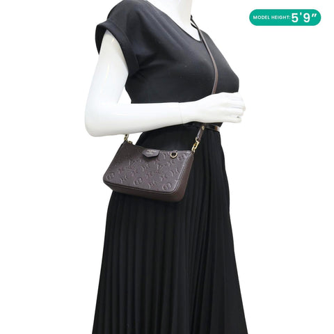 LOUIS VUITTON Easy Pouch On Strap Empreinte Leather Shoulder Bag Brown
