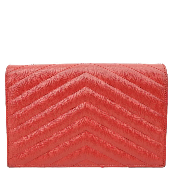 YVES SAINT LAURENT Envelope Cassandre Leather Chain Crossbody Bag Red