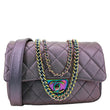 CHANEL Double Carry Waist Flap Small Iridescent Quilted Goatskin Chain Shoulder Bag Purple
