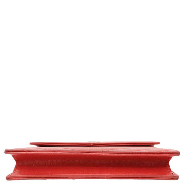 YVES SAINT LAURENT Envelope Cassandre Leather Chain Crossbody Bag Red