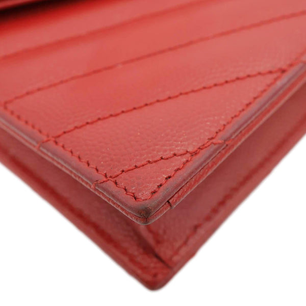 YVES SAINT LAURENT Envelope Cassandre Leather Chain Crossbody Bag Red