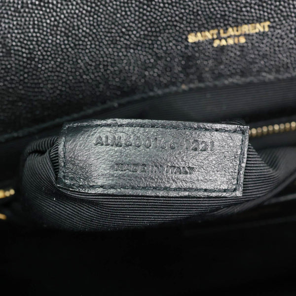 YVES SAINT LAURENT Envelope Flap Chevron Grain De Poudre Chain Shoulder Bag Black