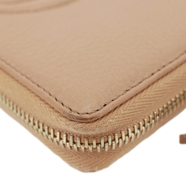 GUCCI Soho Zip Around Pebbled Calfskin Leather Wallet Nude 598187