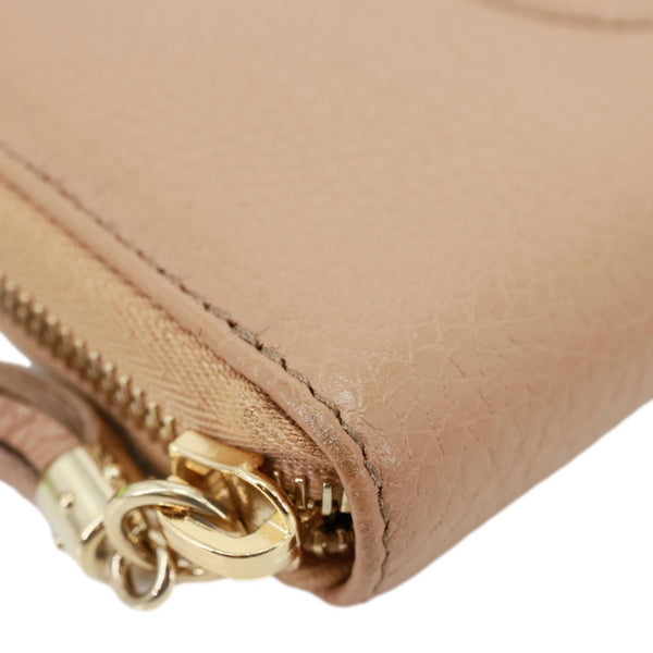 GUCCI Soho Zip Around Pebbled Calfskin Leather Wallet Nude 598187