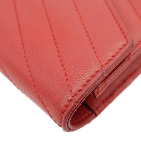 YVES SAINT LAURENT Envelope Cassandre Leather Chain Crossbody Bag Red