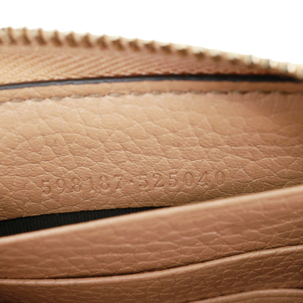 GUCCI Soho Zip Around Pebbled Calfskin Leather Wallet Nude 598187