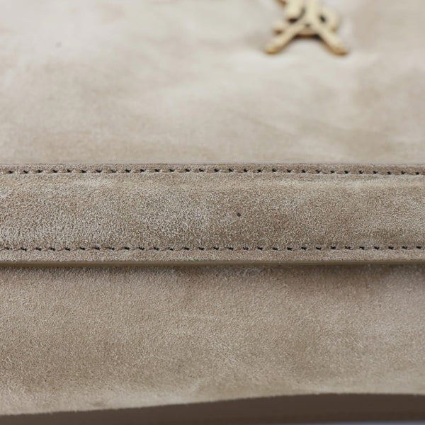 YVES SAINT LAURENT Calypso Suede Crossbody Bag Tan