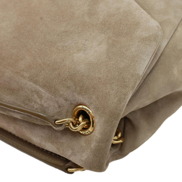 YVES SAINT LAURENT Calypso Suede Crossbody Bag Tan