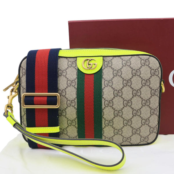 GUCCI Ophidia Small Web GG Supreme Canvas Wristlet Shoulder Bag Beige 699439