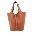HERMES Picotin Lock 18 Taurillon Clemence Leather Hobo Bag Orange Apricot