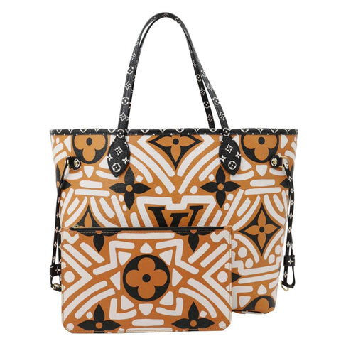 LOUIS VUITTON Neverfull Crafty MM Monogram Giant Canvas Tote Bag Caramel