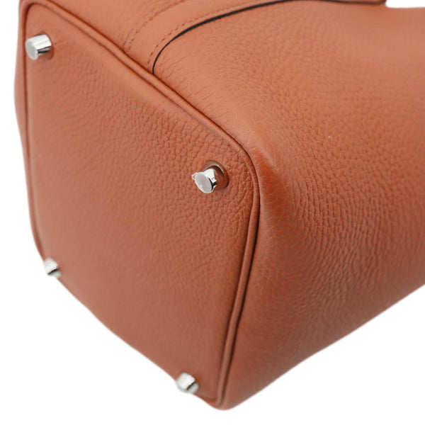 HERMES Picotin Lock 18 Taurillon Clemence Leather Hobo Bag Orange Apricot