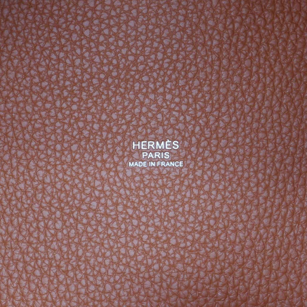 HERMES Picotin Lock 18 Taurillon Clemence Leather Hobo Bag Orange Apricot