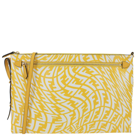 FENDI FF Vertigo Coated Canvas Shoulder Bag Yellow