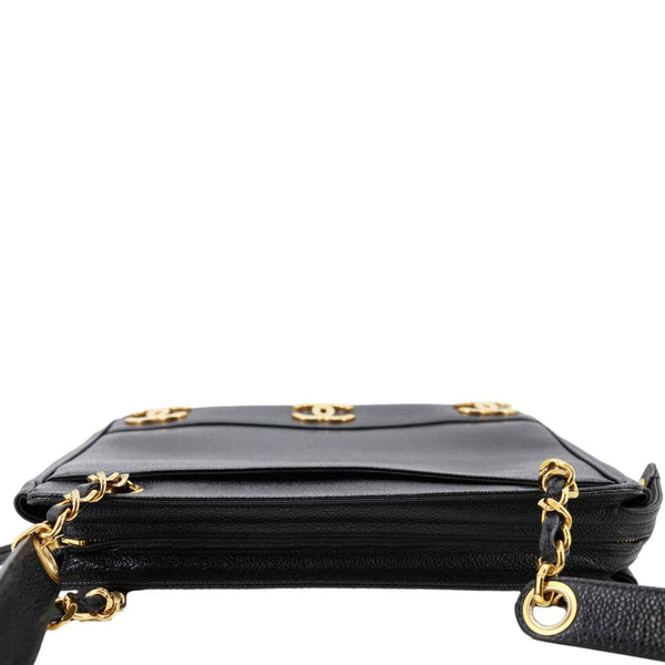CHANEL Triple CC Lambskin Caviar Leather Shoulder Bag Black