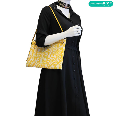 FENDI FF Vertigo Coated Canvas Shoulder Bag Yellow