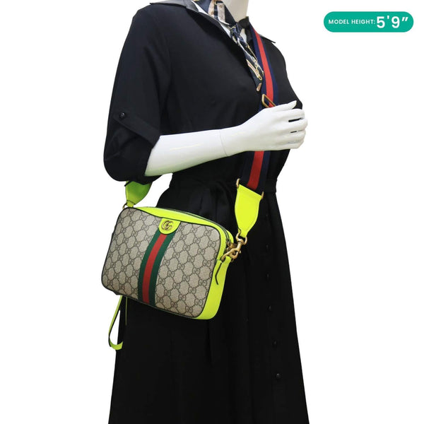 GUCCI Ophidia Small Web GG Supreme Canvas Wristlet Shoulder Bag Beige 699439