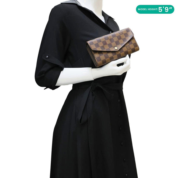 LOUIS VUITTON Sarah Damier Ebene Wallet Brown