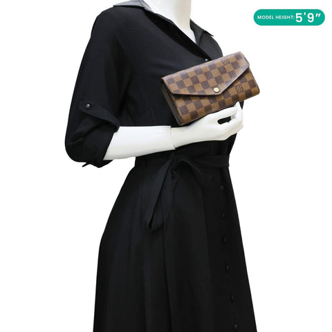 LOUIS VUITTON Sarah Damier Ebene Wallet Brown