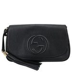 GUCCI Soho Flap Leather Chain Crossbody Bag Black 536224