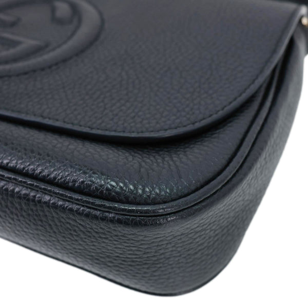 GUCCI Soho Flap Leather Chain Crossbody Bag Black 536224