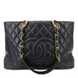 CHANEL Grand Shopping Quilted Caviar Leather Tote Bag Black