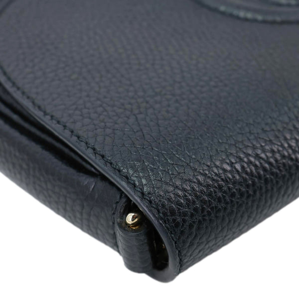 GUCCI Soho Flap Leather Chain Crossbody Bag Black 536224