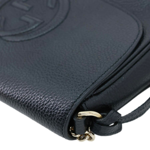 GUCCI Soho Flap Leather Chain Crossbody Bag Black 536224