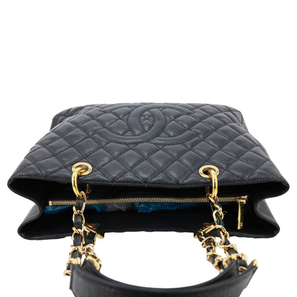 CHANEL Grand Shopping Quilted Caviar Leather Tote Bag Black