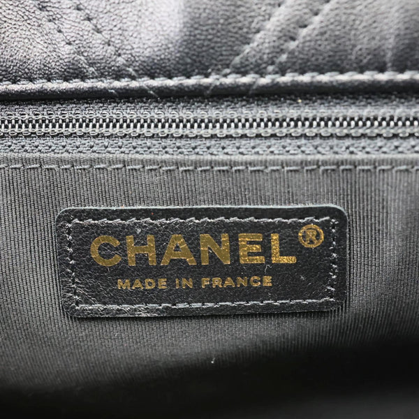 CHANEL CC Pearl Studded Flap Quilted Leather Crossbody Bag Black