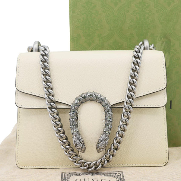 GUCCI Dionysus Mini Leather Crossbody Bag Off White 421970