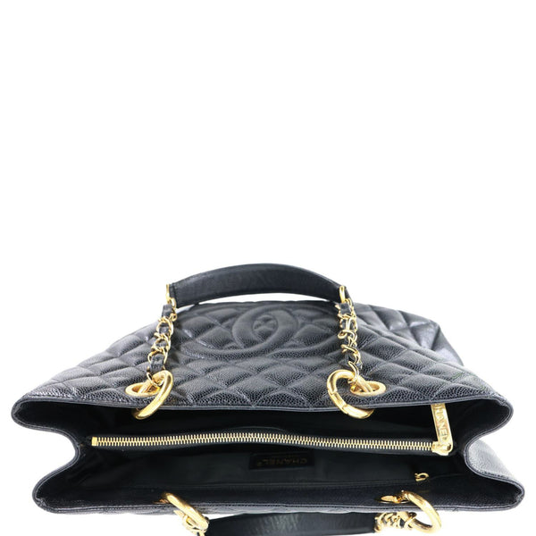 CHANEL Grand Shopping Quilted Caviar Leather Tote Bag Black